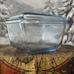 Vintage Fire-King Sapphire Blue Philbe Pattern Glass Refrigerator Dish 1941-1956